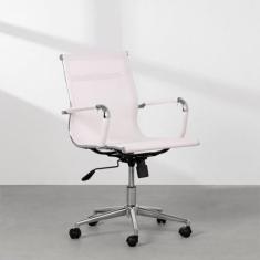 Cadeira de escritório Noruega Baixa Giratória - Branco - Abra Casa