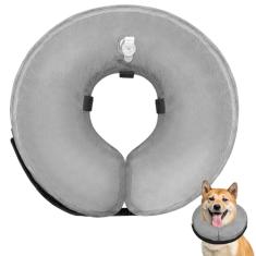 Coleira inflável para cães – Alternativa de cone de animal de estimação ajustável, macia e protetora para cães pequenos, médios e grandes após a cirurgia