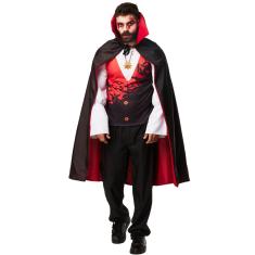 Fantasia Drácula Vampiro Halloween Adulto Roupa e Capa Luxo