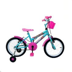 Bicicleta Infantil Aro 16 Feminina Com Rodinhas Cestinha Reforçada-Feminino