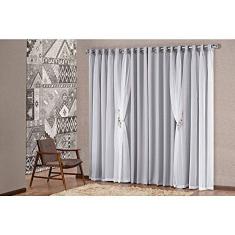 Cortina Mabelle Luxo para Varão Tecido Semi Blackout e Voal 3,00 x 2,50 Metros - Cinza