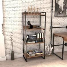 Estante Multiuso 146cmx60cm com 4 Prateleiras Kuadra Compace Nogal