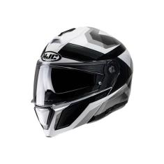 Capacete Hjc I90 Lark Preto Branco E Cinza E Preto 58 [F016]