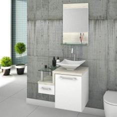 Conjunto para Banheiro Gabinete com Cuba de Apoio Folha L34 e Espelhei