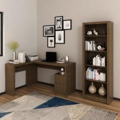 Kit 2 Peças com Mesa para Escritório em L e Estante Livreiro - Espress