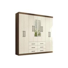 Guarda Roupa 8 Portas (2 c/ Espelho) e 6 Gavetas c/ Pés Liverpool Jato
