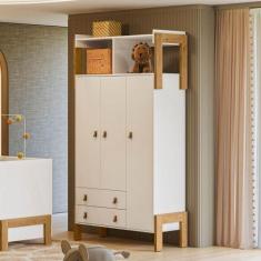 Guarda Roupa Infantil Fantasia 3 Portas 2 Gavetas Branco - QMOVI