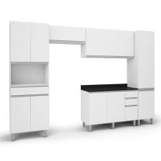Armário De Cozinha Completa Top Class 5 Peças Com 10 Portas Branco Branco