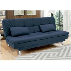 Sofá-cama Casal Reclinável Suede Linoforte Yasmin, Azul Marinho, 2