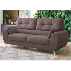 Sofá 3 Lugares Suede Amarilis Linoforte, Marrom, 3
