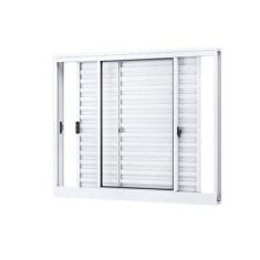 Janela de Alumínio Veneziana de Correr Lateral 3 Folhas Móveis 100x150