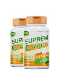 Kit 2 Suprem C 1000 Vitamina C 1000Mg + Zinco 7Mg Unilife 30 Cápsulas