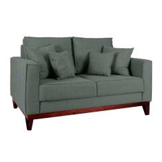 Sofá 2 Lugares Beny Base de Madeira Linho Cotton Cinza