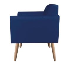 Poltrona Marisa Suede Azul Marinho Pés Palito Natural