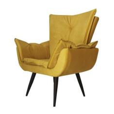 Poltrona Decorativa Emília Aba Pés Palito Suede - DS Móveis - DS Estof