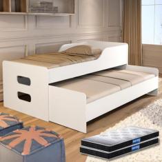 Bicama Solteiro Cama com Auxiliar Completa com 2 colchões Probel - Gra