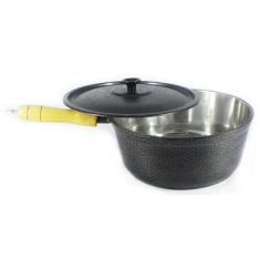 Caçarola Panela De Alumínio Craqueada Cabo De Madeira 18cm - DIVIFORTE