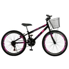 Bicicleta Aro 24 Kls Sport Gold Freio V-B Mtb 21V Feminina, Preto, Pin