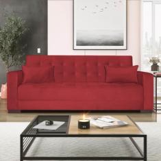 Sofá Cama 3 Lugares Jobim Suede Vermelho - Amarena Móveis