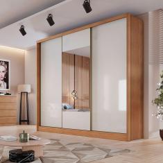 Guarda Roupa Kiev 3 Portas 6 Gavetas Com Espelho Clic Móveis Cumaru-fendi