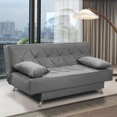 sofá cama 1,80m Íris Suede Cinza Adonai Estofados