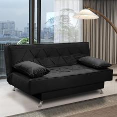 sofá cama 1,80m Íris Suede Preto Adonai Estofados
