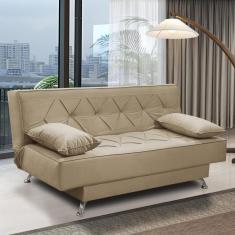 sofá cama 1,80m Íris Suede Bege Adonai Estofados