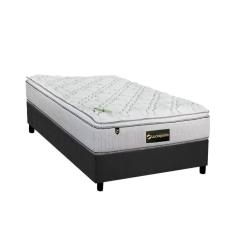 Cama Box Solteiro: Colchão Molas Bonnel Luckspuma Trade + Base CRC Suede Gray(88x188)