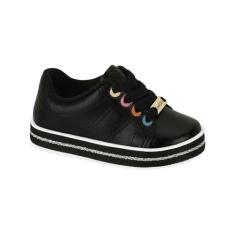 Tênis Infantil Casual Napa Preto Prata Molekinha 2131.612
