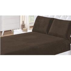 Lençol Solteiro De Plush com 02 Peças - BORGON, MARROM