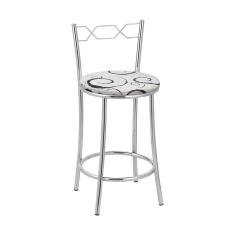 Kit 2 Banquetas Cromadas Assento Espuma D15 Preto Com Cinza