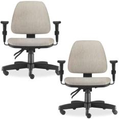 Kit 02 Cadeiras de Escritório Giratória Executiva Ergonômica Sky Linho