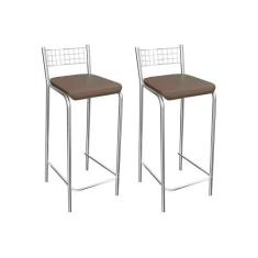 Banqueta de Cozinha Gênova 1B705CR 2 Un Cromado/Courano Marrom - Kappe