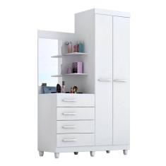 Guarda Roupa Solteiro com Espelho 2 Portas 4 Gavetas Melissa ACP Móveis Flex Color