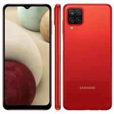 Smartphone Samsung Galaxy A12 Vermelho 64GB, Tela Infinita de 6.5", Câmera Quádrupla, Bateria 5000mAh, 4GB RAM e Processador Octa-Core