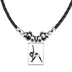 DIYthinker Colar Yoga Girl Stretching Keep Outline Joias Torque Pingente de corda de couro