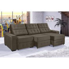 Sofá Retrátil e Reclinável 3,80m ESTILO ESTOFADOS - PARIS 3 módulos com Velusoft D33 "PRATA"