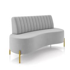 Sofá 2 Lugares Living 160cm Pé Ferro Dourado Maraú Veludo Cinza K01 - D\`rossi