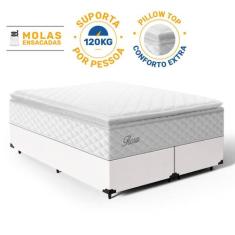 Cama Box com Colchão de Molas Ensacadas Pillow Top Flora Queen 158 cm 