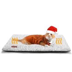 Cama de gato autoaquecedora tapete de cachorro 74 x 48 cm almofada térmica extra quente para animais de estimação internos e externos com capa removível, parte inferior antiderrapante lavável