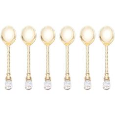 Conjunto 6 Colheres para Café de Zamak Dourada Cristal Dourado - Lyor