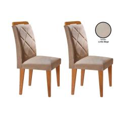 Cadeira Sala de Jantar Melissa Kit 2 Un Imbuia/Bege Turim - Rufato
