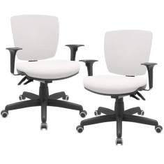 Kit 02 Cadeiras de Escritório Executiva Office Giratória Preto Baixa F