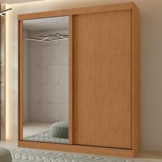 Guarda-roupa Casal 2 Portas 2 Gavetas Zeine com espelho Amêndoa Clean/off White/amêndoa Clean