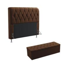 Kit Cabeceira Estofada Decorativa Cama Box Sirius 195 Cama King e Calç