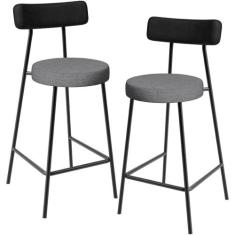 Kit 02 Banquetas Baixa Cozinha Jantar Milão L02 material sintético Pre