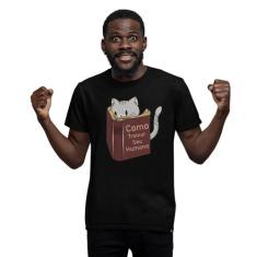 Camiseta Masculina Gato Como Treinar Seu Humano  - Hipsters, P, Preto