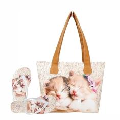 Bolsa Com Chinelo Feminino Gatinhos Magicc Bolsa