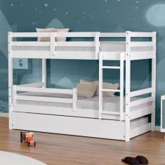 Treliche Infantil Slim RB com Grade de Proteção Madeira Maciça Branco 