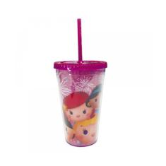 Copo Com Canudo Princesas Tsum Tsum 450ml Disney - Taimes
